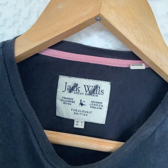 Jack Wills Round Neck T Shirt - Size 8 - Navy & Pink - Cotton - P2P 18” - Picture 6 of 7